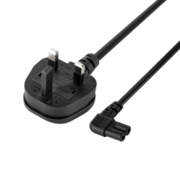 BS1363 à IEC C7 Figure 8 Socket Câble d'alimentation entièrement moulé UK Plug 0.75mm Câble d'alimentation pour appareil ménager