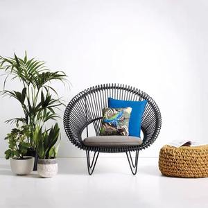 Silla de Jardín de Ratán para Exteriores, Marco Redondo de Aluminio, Resistente al Agua y a los Rayos UV, para Balcón, Patio, Villa y Jardín - Product Image 5