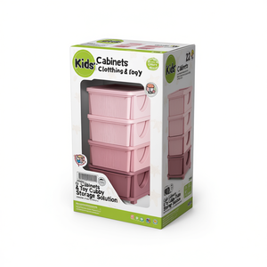 Kids Cabinets <b>4</b> <b>Drawer</b> Stackable <b>Plastic</b> <b>Storage</b> Unit For Clothing And Toy Organization - Product Image 1