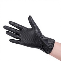 Sarung Tangan Sekali Pakai PVC/Nitril Bertekstur Berlian Hitam Tebal dan Tahan Lama, Dipilih dengan Cermat, Pelindung Oranye Anti Selip