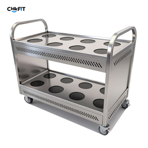 Chariot de service de restaurant à 2 niveaux CFT Custom Commercial Kitchen, facile à assembler, en acier inoxydable, certifié NSF, robuste - Product Image 2