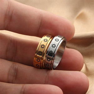 yunnique Men's Stainless Steel Flower <b>Ring</b> Silver Gold Retro Geometric Design Gift Jewelry 280681 - Product Image 3