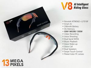 Gafas Inteligentes V8 para Ciclismo, Gafas para Exteriores con Grabación de Fotos y Vídeos de 13MP, Traducción por IA, WiFi6, Audio de Oído Abierto, Logotipo Personalizado - Product Image 6