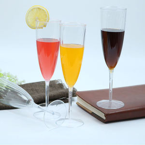 Gobelet à Champagne en plastique dur, verres jetables en sergé, 6oz, avec tige, vente en gros, pièces - Product Image 1