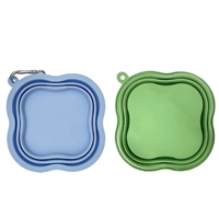 Bol pliable pour animaux de compagnie avec logo personnalisé, en silicone non toxique, pour l'extérieur, bol portable en forme de trèfle pour chiens et chats