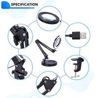 5 Diopter Real Glass Magnifier 3 Color Modes Stepless Dimmable Magnifying Glasses with Big Base Stand