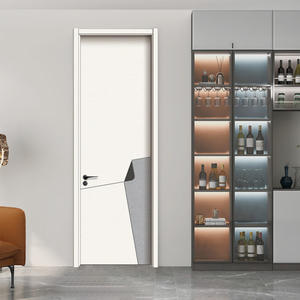 Actualización de superficie de carbono de puerta moderna blanca compuesta de núcleo de madera maciza preacabada para dormitorio cocina Hotel Villa escuela - Product Image 4