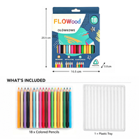 FLOWood – Lot de 18 crayons de couleur hexagonaux à haute pigmentation pour l'école, le bureau, le dessin et la papeterie – Vente en gros
