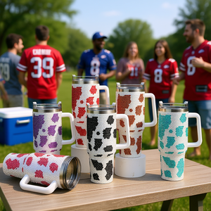 Oem Odm Rhinestone Stainless Steel 40oz Double Wall Vacuum Insulated Leak-Proof BPA Free Tumbler Handle Lid Sports Mug for - Product Image 2