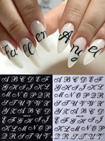 Autocollants pour ongles avec lettres de police gothique, autocollants pour ongles avec alphabet gothique, lettres simples, décorations pour ongles