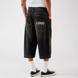 Shorts en jean baggy personnalisés pour hommes, style streetwear américain, vintage, pour le skate, délavés à l'acide, coupe droite - Product Image 2