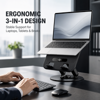 Nouvel arrivage : Support pliable en acier au carbone à rotation 360° pour ordinateur portable et tablette, compatible iPad, réglable, avec refroidissement intégré pour bureau
