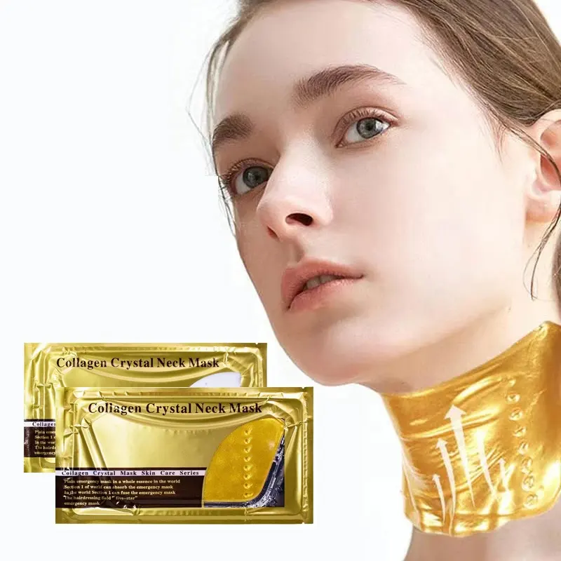 OEM al por mayor mascarilla reafirmante para el cuello 24K oro blanqueamiento hidratante antiarrugas colágeno cristal mascarilla para el cuello