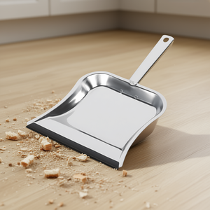 Recogedor de basura Lady Dustpan de acero inoxidable con mango y borde para limpieza - Product Image 3
