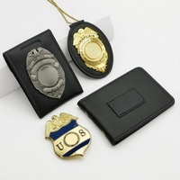 Portefeuille en cuir avec fermoir papillon, logo personnalisé en usine, plaqué or, zinc, protection 3D pour badges de sécurité
