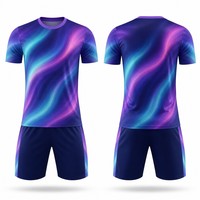 Set Jersey Sepak Bola Sublimasi Custom 2026 Pola Aurora Prism Cepat Kering Bernapas Seragam Sepak Bola OEM ODM Perlengkapan Tim MOQ 1