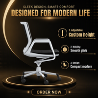 Chaise de bureau moderne en maille, réglable en hauteur, pivotante, avec base à cinq étoiles, structure en plastique et accoudoirs