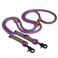 Laisse double pour chien en corde tressée personnalisée avec mousquetons métalliques et coupleur réglable pour la promenade et l'entraînement de deux chiens