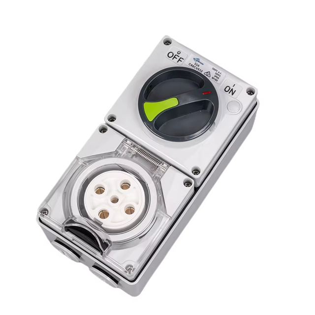 Australia Industrial IP66 PC Material Wall Socket 3phase 5Pin 500V 32A Vertical Type Electrical Combination