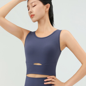 Tiyo Women's Sports <b>Bra</b> with Padding Crew Neck Seamless Shockproof Yoga Fitness Running Workout Top Spandex/Nylon Dark Gray <b>Blue</b> - Product Image 1