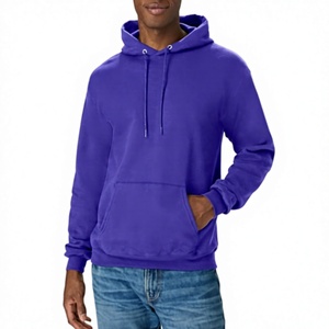 Sweat-shirt à capuche en polaire pour homme, couleur unie, coupe classique, avec poche avant, pour l'automne - Product Image 1