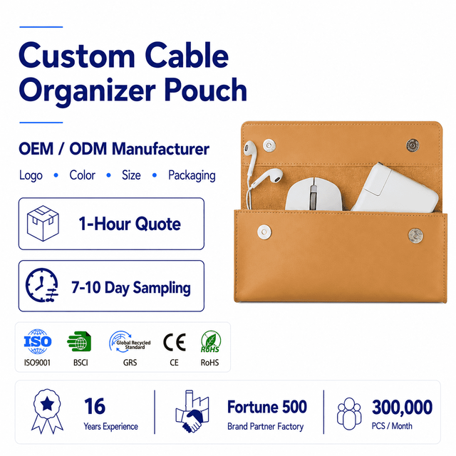 PU Leather USB Data Cable Organizer Storage Bag Portable Efficient Electronic Cord Organization Charger Pouch