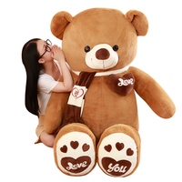 Écharpe personnalisée multi-tailles avec logo adorable, ours en peluche géant habillé, cadeau d'anniversaire avec broderie logo amour