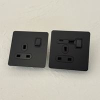 Prise murale universelle 86 UK 13A 10A 2.1 USB/Type-C146, moderne, durable, double pôle, en acier inoxydable, 220-250V, noire