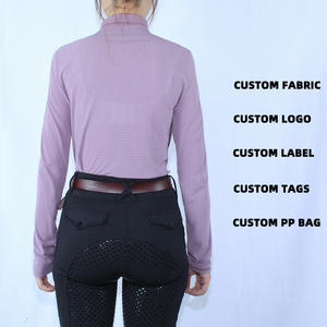 Chemise d'équitation personnalisée pour femme, séchage rapide, haut de compétition équestre, boutonnée, maille respirante, chemise d'équitation en maille - Product Image 2