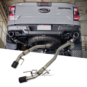 Sistema de Escape DEX para <span class=keywords><strong>Ford</strong></span> Next Gen <span class=keywords><strong>Ranger</strong></span> Raptor 3.0 <span class=keywords><strong>V6</strong></span> <span class=keywords><strong>2022</strong></span>+, Acero Inoxidable de 1.5mm de Espesor, Fibra de Carbono, Acabado Plateado Liso, 1 Año de Garantía - Product Image 1
