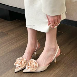 New Style Women's Satin Wrapped Head <b>Sandals</b> Peep <b>Toe</b> High Heel Shoes Lightweight Summer Fashion Soft Features for Autumn - Product Image 1