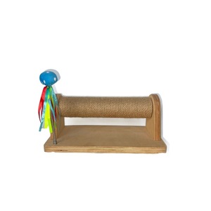 <b>Cat</b> Scratcher With Sisal Rope Wooden Base <b>For</b> <b>Cats</b> Durable <b>Scratch</b> <b>Post</b> With Toy Attached - Product Image 1