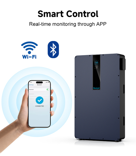 Rosiyar 16kWh Hybrid Grid IP65 CAN Communication LiFePO4 Home Solar Energy Storage Portable Battery