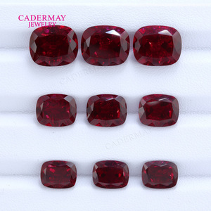 Cadermay Jewelry Cultivated Ruby Loose Stone 9mm Rectangular Dark Red Gemstone for Beading Supplies - Product Image 1