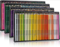 Coffret de crayons de couleur en bois de haute qualité, 12 à 180 couleurs, avec logo personnalisé imprimé, boîte en métal, pour enfants, mine soluble de 3,0 mm