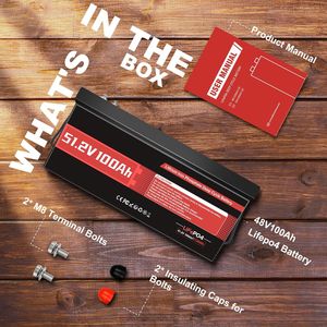 51.2V 100Ah Lifepo4 ゴルフカートリチウム電池 BMS 低温保護 5KW モーター 6000+ サイクル ゴルフカートや太陽光発電に最適 - Product Image 1