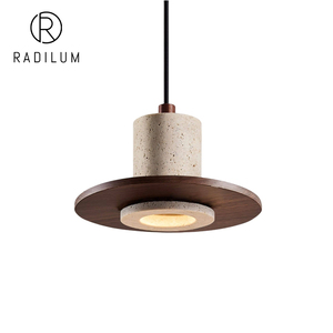 Lampe suspendue en travertin Wabi Sabi, îlot de cuisine, salle à manger, Japandi, bois, pierre naturelle, LED, CE UL, lampe suspendue en travertin <span class=keywords><strong>Kalea</strong></span> - Product Image 1