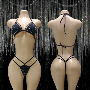 Sparkly <b>Rhinestone</b> <b>Bikini</b> Set Exotic Dancewear Stripper Outfits Performance Wear for Stage Shows - Product Image 3