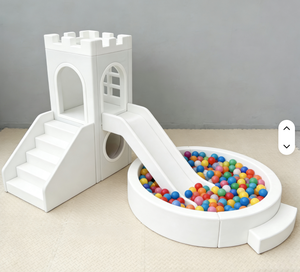 Castillo de Juegos Interior Pequeño Personalizado en Color Blanco Pastel para Niños, Alquiler para Fiestas y Eventos, <span class=keywords><strong>Casa</strong></span> de Juegos Multifuncional con Tobogán y Piscina de Pelotas - Product Image 2