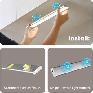 Luz Magnética de 3 Colores para Debajo del Gabinete, Recargable por USB C, con Sensor de Movimiento para Iluminación de Cocina y Armarios - Product Image 6