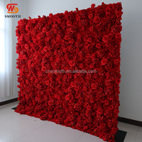 Mur de fleurs artificielles en soie 3D personnalisé SMS, rose rouge, pour mariage, fête, demande en mariage, décoration, panneau de fond