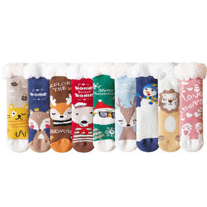 XiangHui corail polaire chaussettes femme automne et hiver <span class=keywords><strong>Plus</strong></span> velours épaississement mignon noël maison serviette de couchage confinement chaud - Product Image 1