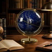 Globe terrestre en PVC avec carte du monde à 360 degrés °   Support Métallique Rotatif pour Affichage Éducatif sur Bureau, Idéal pour École, Bureau, Maison, Personnalisation OEM