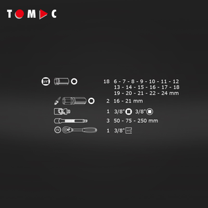 مجموعة أدوات مقبس محرك CrV 25 TOMAC ، مقابض ألوان ثلاثية ، Caja De Herramientas - Product Image 6