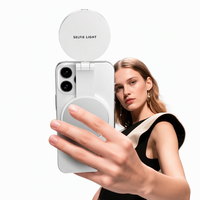 Anneau lumineux LED magnétique pliable avec miroir de maquillage de poche et lumière d'appoint rechargeable pour téléphone, idéal pour la photographie de beauté
