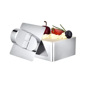 Mousse Pastry Diy Gereedschap Verwijderbare Deksel Presser Cube Vierkante Food Grade Rvs Cake Bakvorm