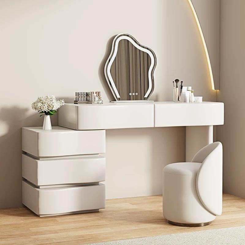 Oak MDF Makeup Vanity Lighted Standing Mirror Storage Drawers Dressing ...