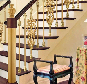 Rampe d'escalier en fer forgé doré de luxe, balustre décoratif moderne, main courante d'escalier intérieur, design d'intérieur pour la maison - Product Image 3