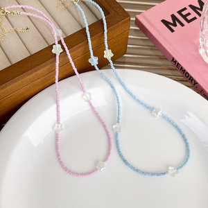 Collar <span class=keywords><strong>de</strong></span> Cuentas <span class=keywords><strong>de</strong></span> Vidrio con Diseño <span class=keywords><strong>de</strong></span> Estrella, Color Macaron, Estilo Dulce y Femenino, Unisex, Gran Venta - Product Image 1