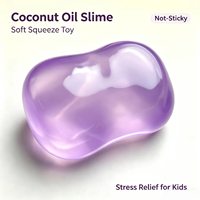 Jouet sensoriel anti-stress en forme de macaron transparent, rempli de vaseline et d'huile de coco, à remontée lente, doux au toucher